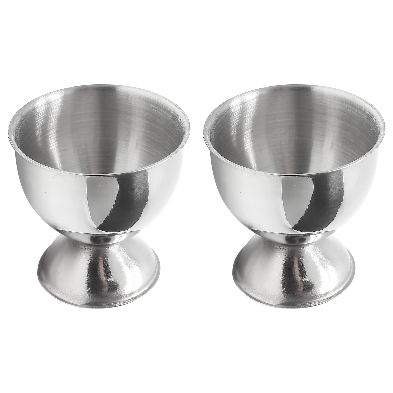 Qjaiune 2pcs Silver Egg Cups Stainless Steel Egg Holder, Soft Boiled & Hard Boiled Egg Tray Kitchen Gadgets Tools, 46mm x 48mm Small Egg Cup