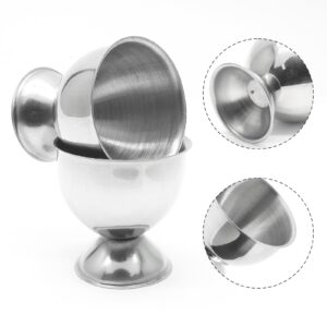 Qjaiune 2pcs Silver Egg Cups Stainless Steel Egg Holder, Soft Boiled & Hard Boiled Egg Tray Kitchen Gadgets Tools, 46mm x 48mm Small Egg Cup