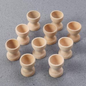 Toddmomy 10pcs Wooden Egg Cup Holders Wood Egg Stands Holders Displays Tabletop Storage for Abalone Shells Crystal Balls Christmas Thanksgiving Day Party Supplies 3.5cm