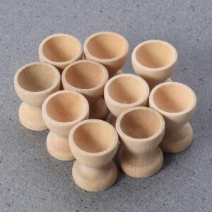 Toddmomy 10pcs Wooden Egg Cup Holders Wood Egg Stands Holders Displays Tabletop Storage for Abalone Shells Crystal Balls Christmas Thanksgiving Day Party Supplies 3.5cm