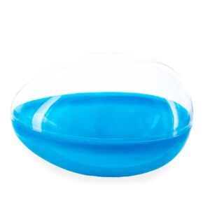 large fillable clear top blue bottom plastic easter egg 5.1 inches