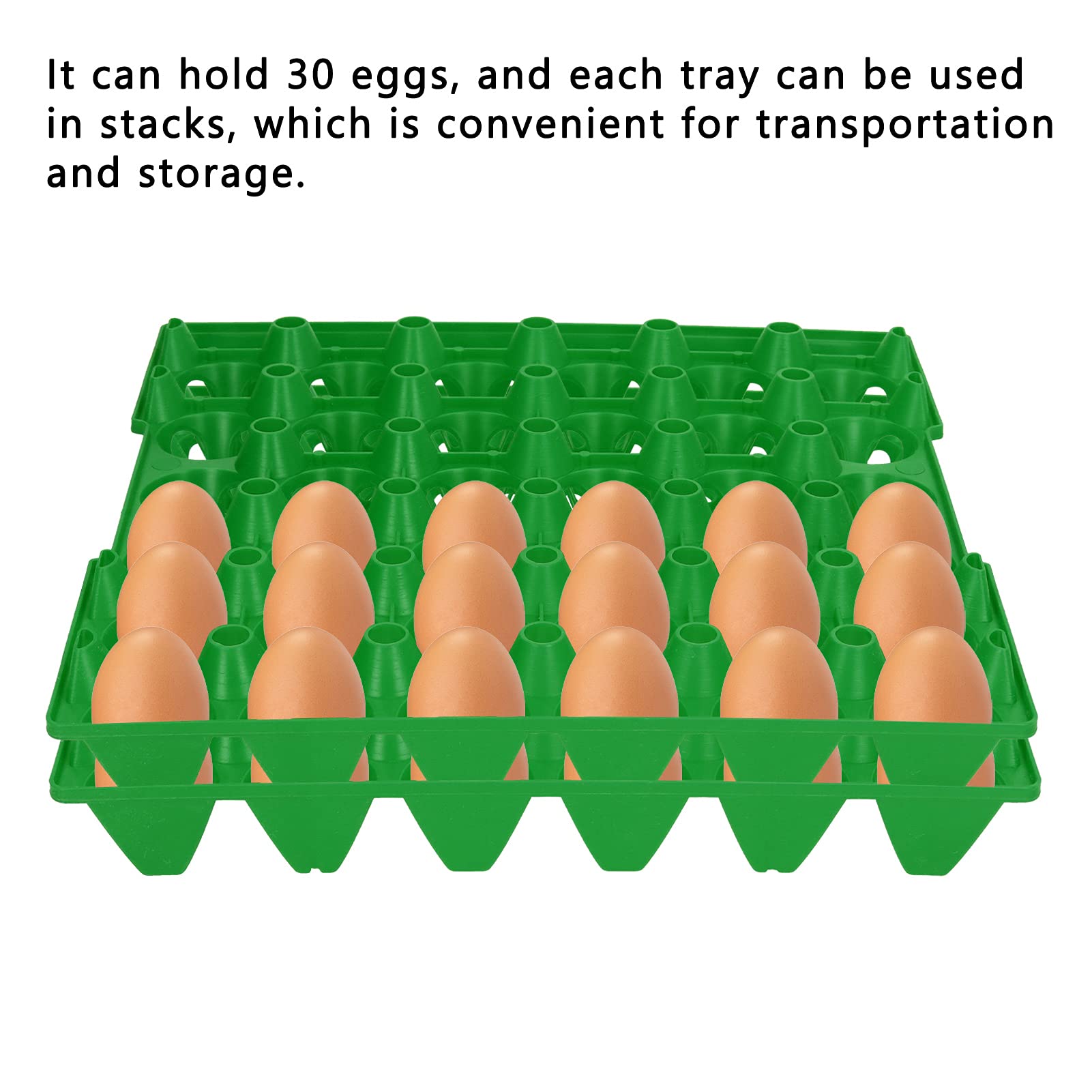 5PCS Plastic Egg Tray Egg Crates 30 Egg Flats for Home Chicken Farmers Stackable Egg Cartons Hold Multiple Eggs Great for Storing Sorting and Shipping Eggs(Green)