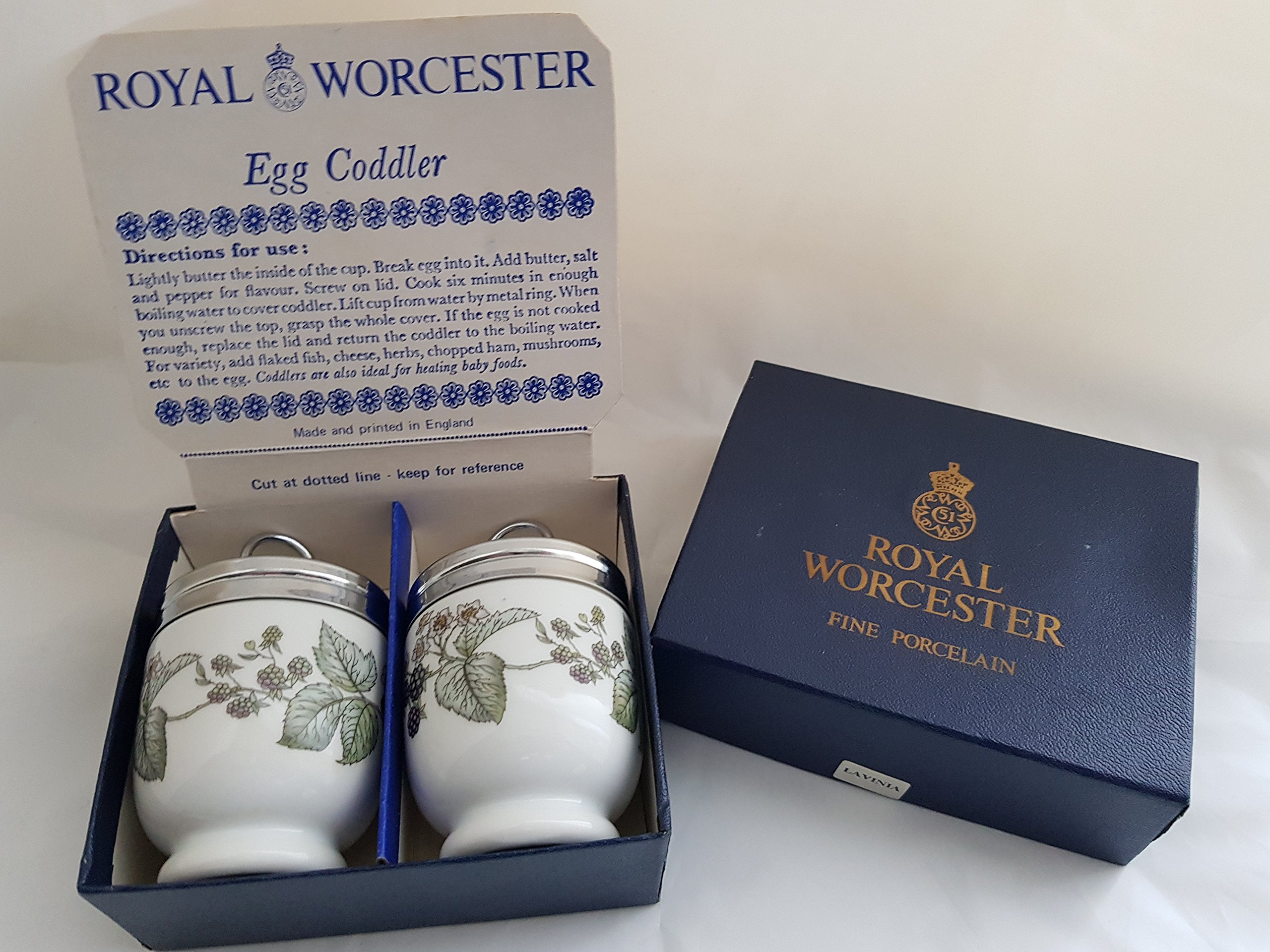 Royal Worcester Egg Coddler Pair Lavinia Berries Pattern