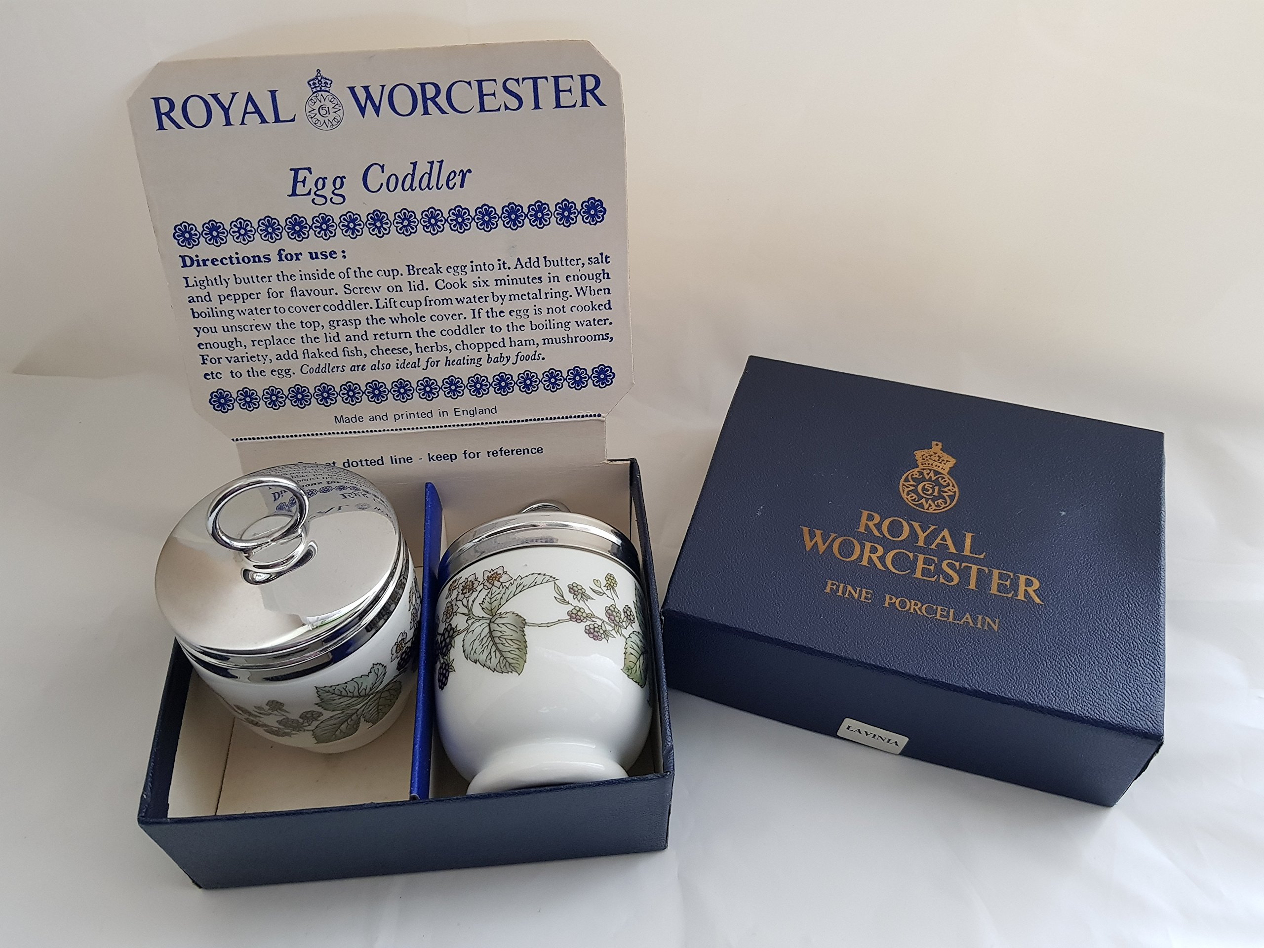 Royal Worcester Egg Coddler Pair Lavinia Berries Pattern