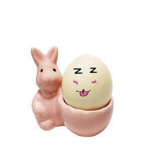 maoyamao ceramic rabbit egg cup easter bunny egg stand holder for hard boiled eggs (pink)