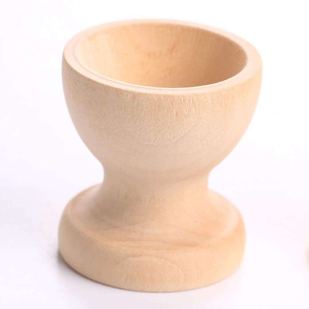 ccHuDE 10 Pcs Mini Blank Wooden Egg Cup Holders Easter Egg Stand Cups Egg Container Egg Display Tray Rack for Craft Painting