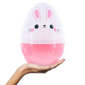 large bunny giant jumbo size white and pink plastic easter egg 10 inches