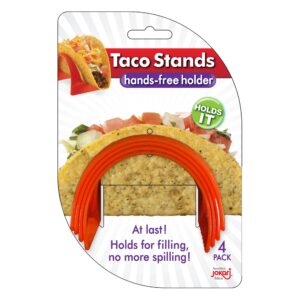 Taco Holder (8 pack) - Stand for Tacos, Soft & Hard Shells for Fill & Serve Without Mess, Plastic Server Set, Dishwasher Safe and Best for Kids, BBQ or a Party - Filling & Serving Rack, by Jokari