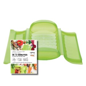 lekue 1-2 person steam case with draining tray and bonus 10 minute cookbook, green