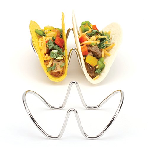 2LB Depot Taco Holder Set with 2 Stackable Stainless Steel Stands, Each Rack Holds 2 Hard or Soft Tacos, Five Styles Available, Perfect for Home and Restaurants