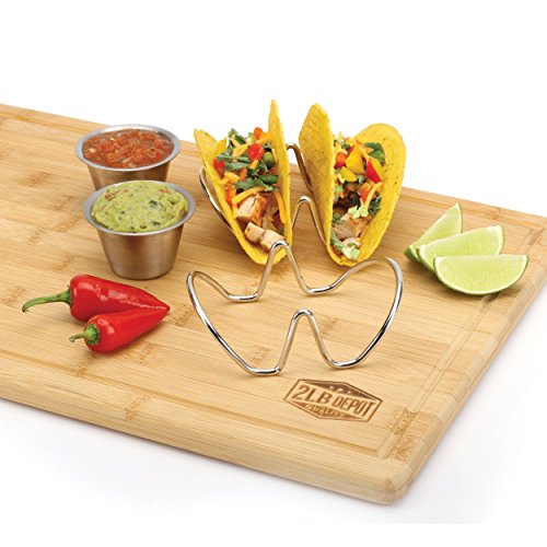 2LB Depot Taco Holder Set with 2 Stackable Stainless Steel Stands, Each Rack Holds 2 Hard or Soft Tacos, Five Styles Available, Perfect for Home and Restaurants