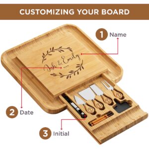 Personalized Cheese Board and Charcuterie Board: Custom Engraved Serving Platter - Unique Valentine's Day Gift, Wedding Gifts, Housewarming Gift Birthday Gifts for Women or Men