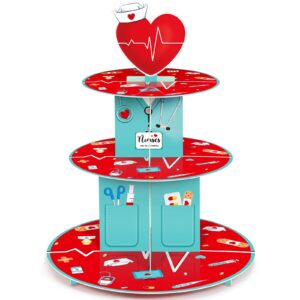 3 Tier Nurse Graduation Party Decoration Nurse Themed Party Decorations Nurse Party Cupcake Stand Medical Rn Themed Party Supplies Nursing Themed Cupcake Holder Decor for Doctors Nurses Day