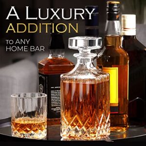 Luxury Gift For Men – Whiskey Decanter Set For Beloved Husband Or Dad Birthday Gift – 4 Whiskey Glasses And Decanter Set Is a Great Gift Idea for Whisky, Bourbon, or Scotch lovers