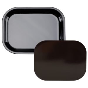 metal tray with soft magnetic lid black tray with spill proof cover small mini rolling trays storage for home or on-the-go