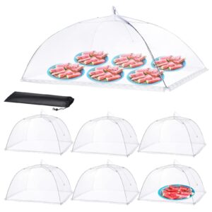 homkula food covers for outside - 1 extra large (40 x 25 in) & 6 large (17 x 17 in) food tents/food covers for outdoors mesh screen, picnic pool party supplies, pop-up and collapsible