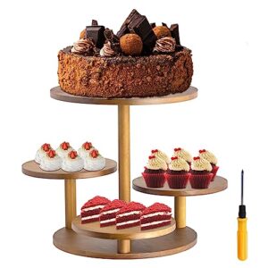 ujoyant 4 tier round cupcake stand for dessert table with screwdriver, solid wood cake stand for 50 cupcakes, stable and reusable cake stand for birthday luau graduation wedding party