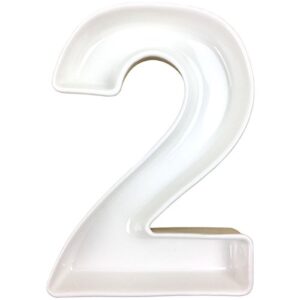 just artifacts 5.5-inch white decorative ceramic number dish (number: 2, length: 5.5 inches)