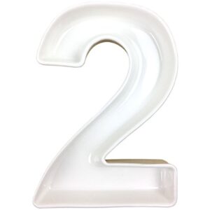 Just Artifacts 5.5-Inch White Decorative Ceramic Number Dish (Number: 2, Length: 5.5 Inches)