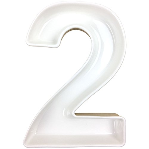 Just Artifacts 5.5-Inch White Decorative Ceramic Number Dish (Number: 2, Length: 5.5 Inches)