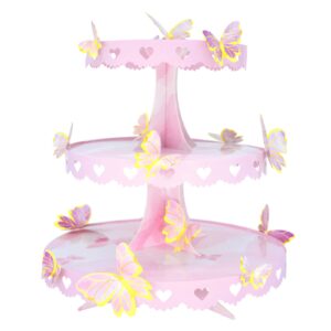 weepa butterfly cupcake stand birthday party supplies 3-tier round cupcake stand diy pink cake stand display table for theme party birthday baby shower wedding