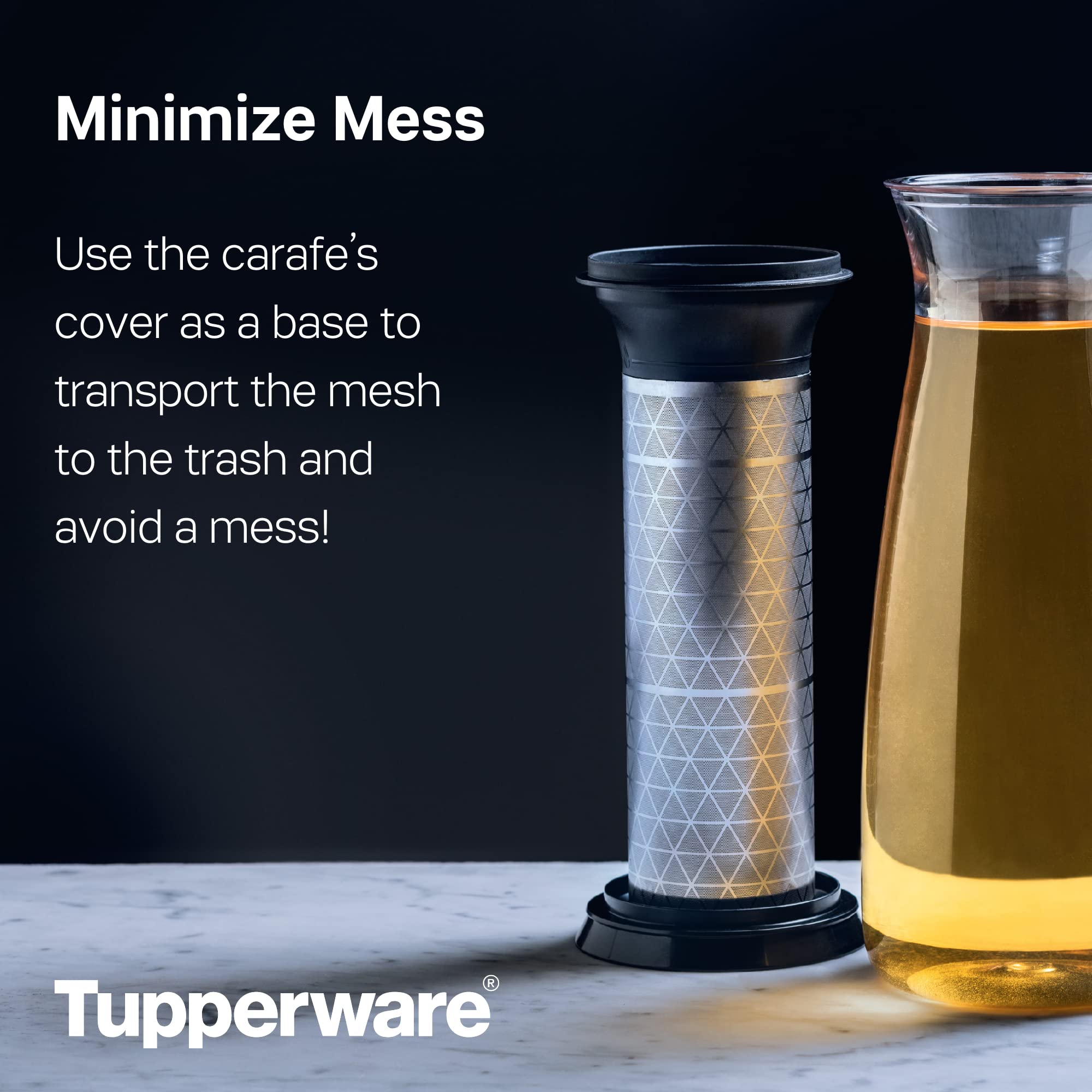 TUPPERWARE Brand Cold Brew Carafe - Coffee & Tea Container with Cover - Includes Brewing Mesh - Easy to Clean & Drain - BPA Free