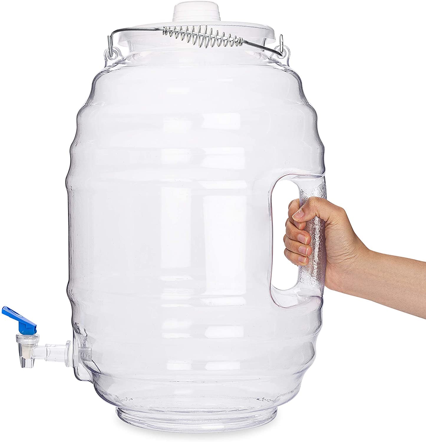 5 Gallon Jug with Spout-Mexican Vitrolero Tapadera Aguas Frescas-Water Juice Beverage Dispenser- 20 L Clear Container-BPA Free Food Grade Plastic