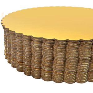 25-Pack 8 inch Sturdy Round Cake Boards,Small Gold Cake Circles Plate Cardboard Scalloped Base,Pack of 25