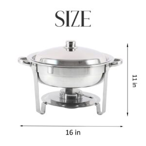 Restlrious Chafing Dish Buffet Set 3 Pack Round Stainless Steel Chafers and Buffet Warmers Sets Full Size w/Water Pan, Food Pan, Fuel Holder and Lid 5 QT, for Catering Party Event Serving