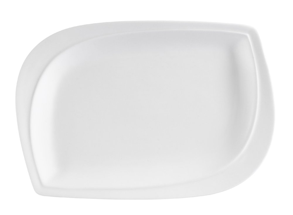 CAC China ASP-12 Aspen Tree 10-Inch by 7-Inch New Bone White Porcelain Leaf Shape Rectangular Platter, Box of 12