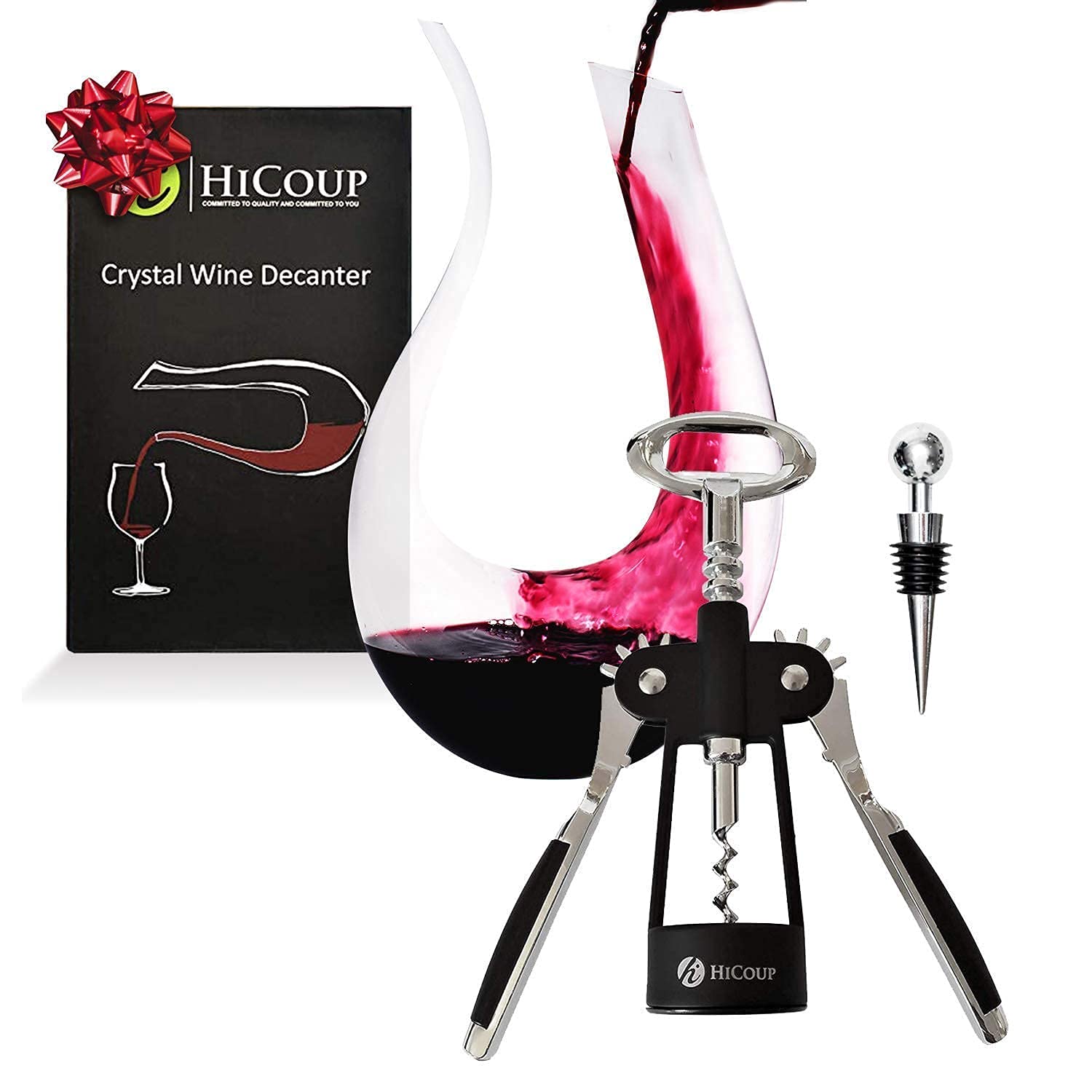 Wine Decanter and Wing Corkscrew Wine Opener by HiCoup