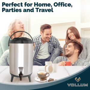 Vollum Stainless Steel Insulated Beverage Dispenser – Insulated Thermal Hot and Cold Coffee Carafe – 12 Liter Drink Dispenser with Spigot for Hot Water, Tea & Coffee, Cold Milk, Juice & More BLACK