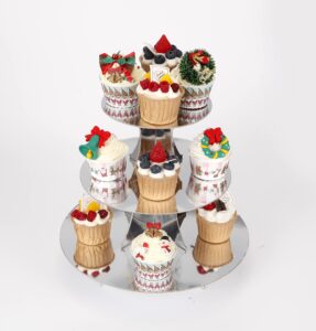 yldw 3-tier cupcake stand, sliver cardboard cake stand holder, tiered diy cupcake stand tower for dessert table displays, birthday theme party favors decoration, floral tea party, 12" w x 12.8" h