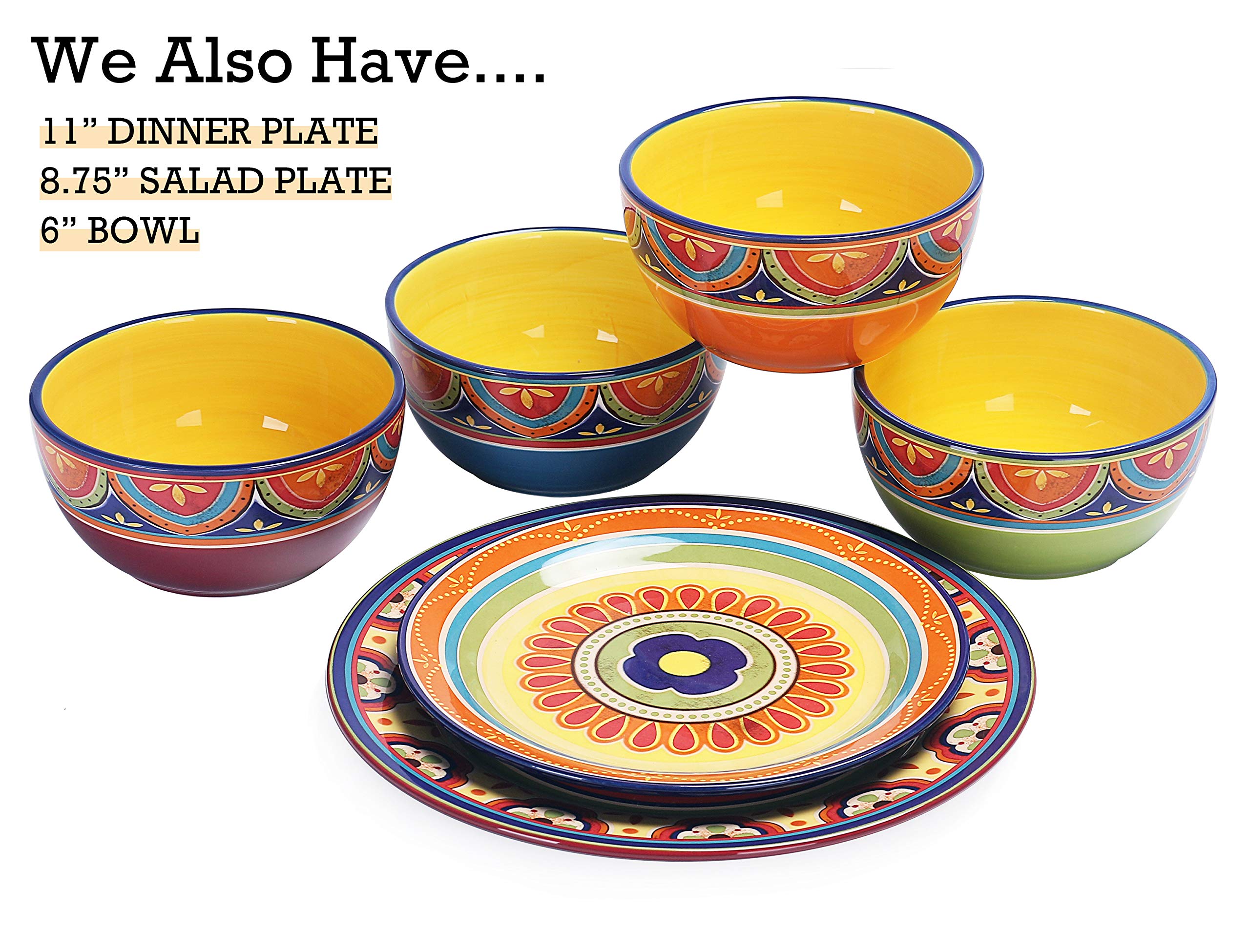 Bico Vintage Tunisian Ceramic Dipping Bowl Set (9oz bowls with 14 inch platter), for Sauce, Nachos, Snacks, Microwave & Dishwasher Safe