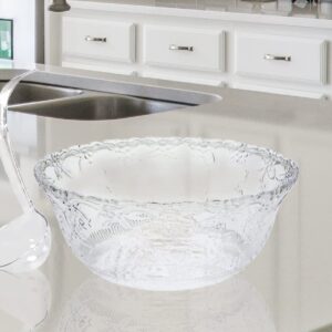 Premium Punch Bowl With Ladle Includes 8 Quart Serving Bowl With 5 oz serving ladle | Heavyweight Floral Embroidered Design | BPA Free Plastic | Punch Bowl Set 2 Gallons Large Punch Bowl for parties