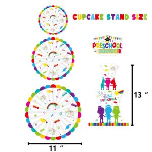 Preschool Graduation Cardboard Cupcake Stand Party Supplies,Preschool Graduation Decorations 2023,Class of 2023 Pre K Graduation Cupcake Holder Stand,Elementary Kindergarten Graduation Party Supplies