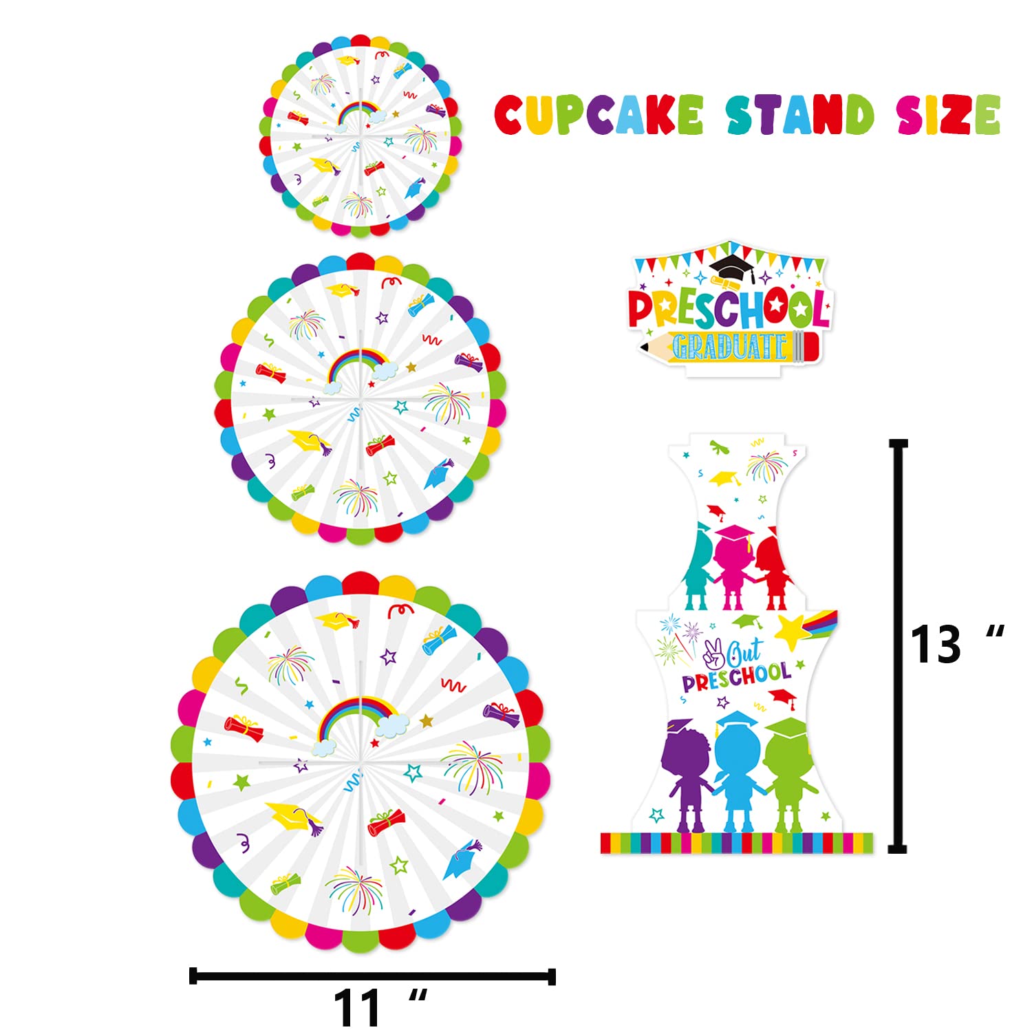 Preschool Graduation Cardboard Cupcake Stand Party Supplies,Preschool Graduation Decorations 2023,Class of 2023 Pre K Graduation Cupcake Holder Stand,Elementary Kindergarten Graduation Party Supplies