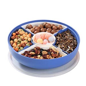 XKXKKE Divided Serving Dishes with Lid,Serving Bowls,Multifunctional Party Snack Tray for Fruits,Nuts,Candies,Crackers,Veggies Blue