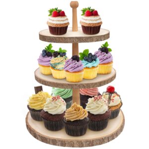 cupcake stand 3 tier cupcake holder wood tiered tray rustic cupcake stand for party/wedding/birthday/baby shower/decor/graduation