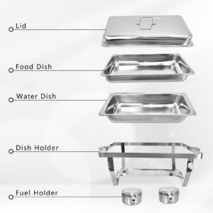 Jacgood Chafing Dish Buffet Set 4 Pack 8QT Stainless Steel Food Warmer Chafer Complete Set with Water Pan, Chafing Fuel Holder for Party Catering