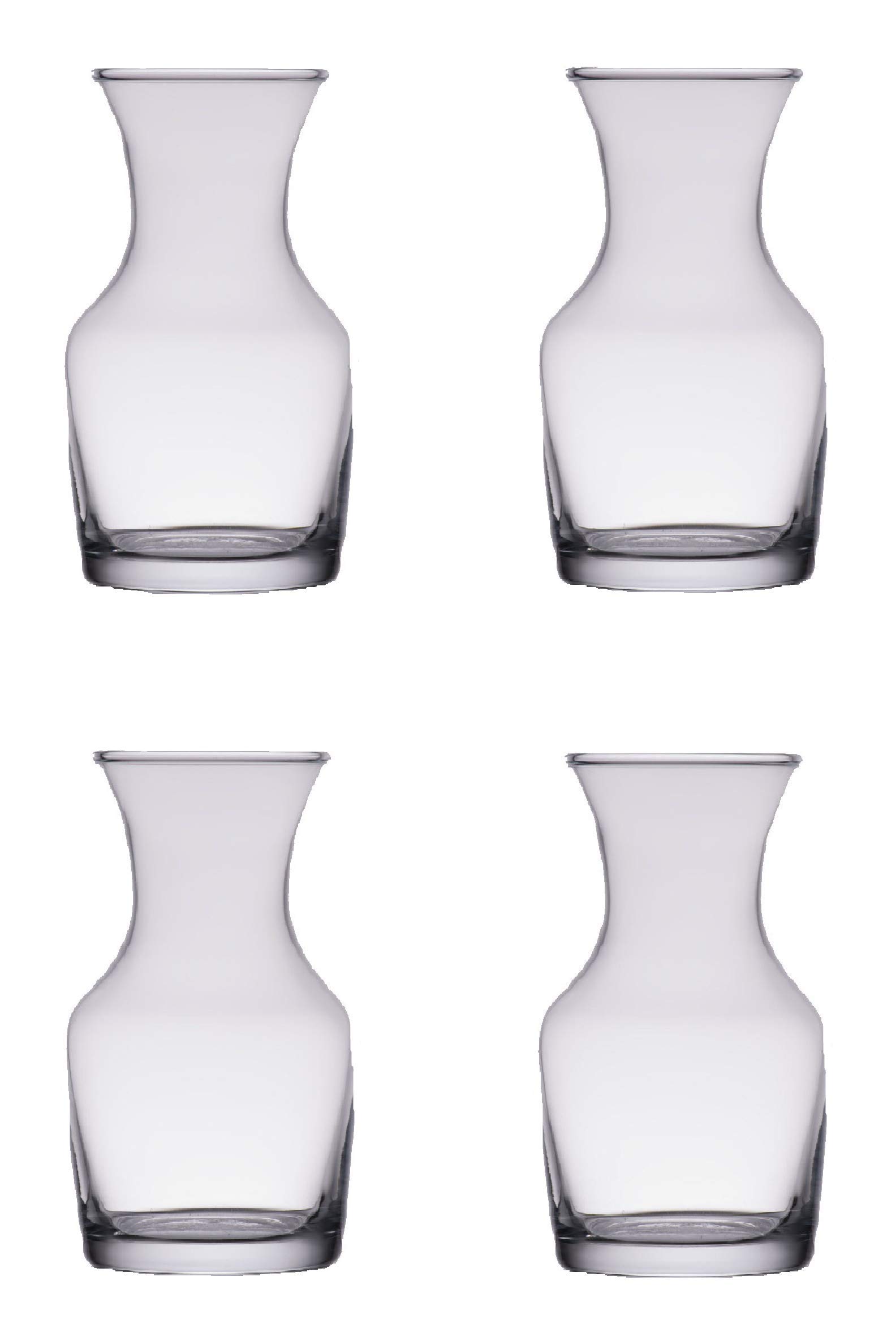 Single Serving Glass Wine Carafe 6.5 oz - Mini Decanters - Small Individual Carafes, set of 4 - w/coasters