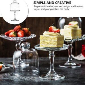 Mini Cake Stand Glass Mini Cupcake Display Plate with Dome Cover Pedestal Dessert Stand Holder for Wedding Birthday Party Supplies (Plain)