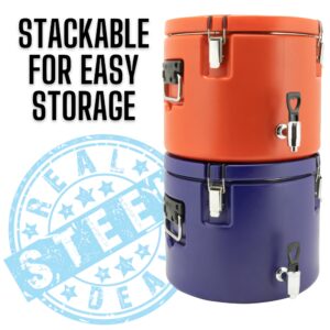 5 Gallon Insulated Beverage Cooler: Dispenser with Stainless Steel Interior and Spout/Spigot, Portable Sports Cooler for Camping, Outdoors - Fun Round Water Jug - Stackable