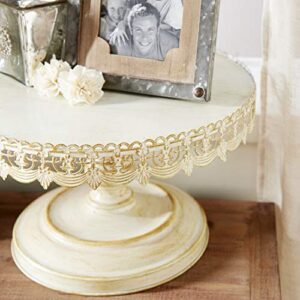 Deco 79 Farmhouse Metal Round Cake Stand, 16" x 16" x 9", White