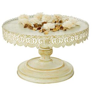 Deco 79 Farmhouse Metal Round Cake Stand, 16" x 16" x 9", White