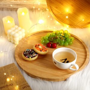 3 Pcs Bamboo Serving Tray Round Bamboo Tray Round Wood Plates Wooden Serving Platter Charcuterie Serving Board with Rim for Kitchen Counter Home Dinning Coffee Table Fruit Bread Plant Pot (11.8 Inch)