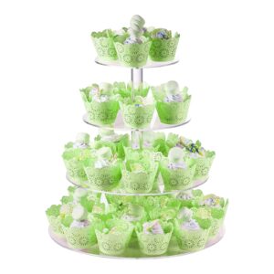 cupcake stand, 4 tier acrylic cupcake display stand clear cupcake holder round pastry dessert tower for wedding birthday cady bar party décor baby shower theme parties