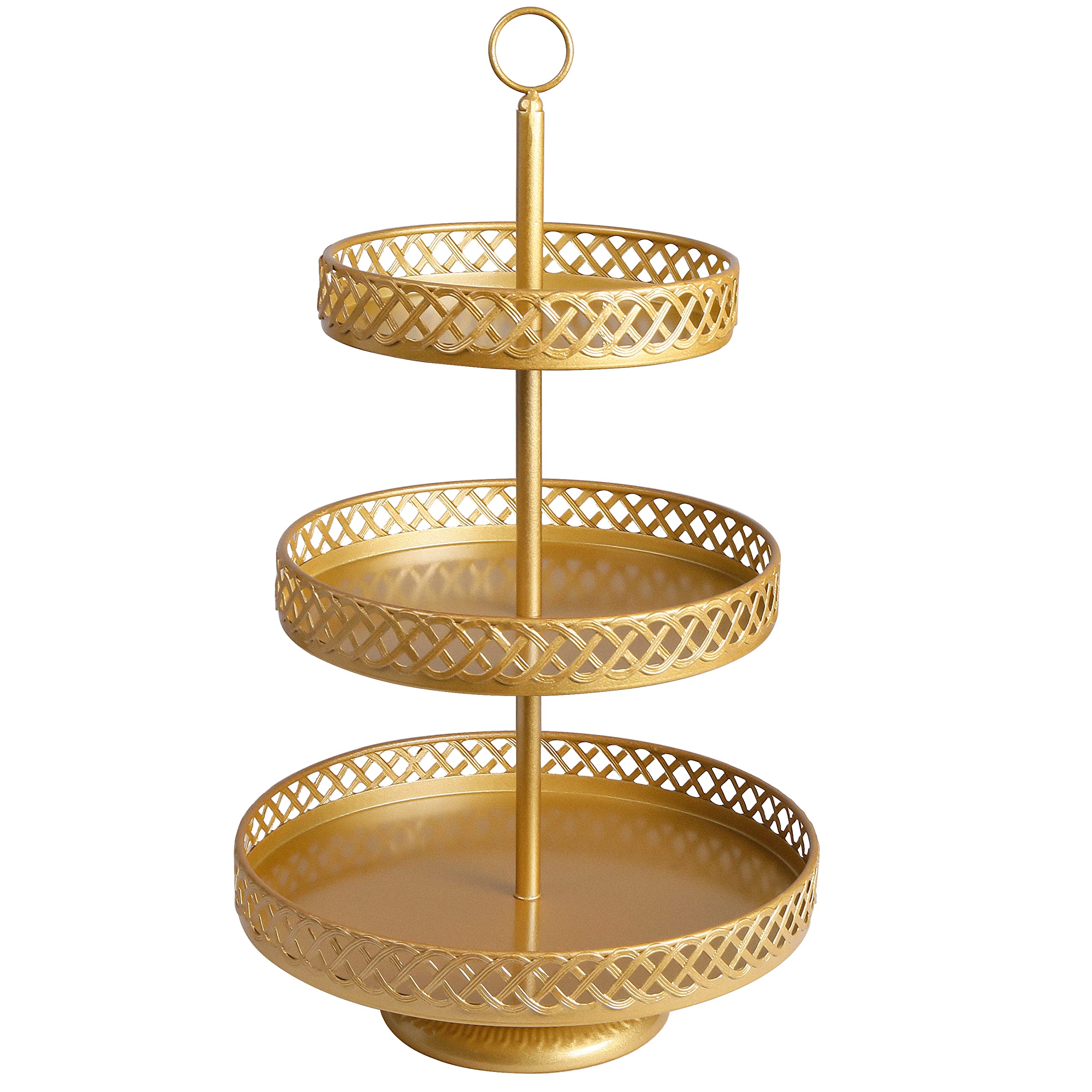 weharnar Cupcake Stand - 3 Tier Metal Cupcake Tower - Dessert Table Display Set Round Cake Holder Tiered Serving Tray for Cup Cakes Desserts Fruits Candy Cookie Buffet, Gold