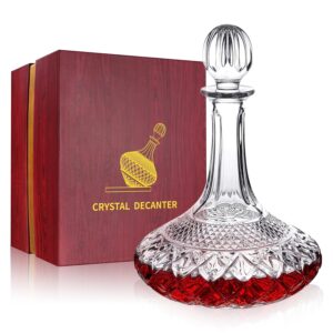 paysky 50oz wine decanter crystal bottle for wine with stopper- top red wine decanter carafe bottle with luxury box .elegant gift for men/women