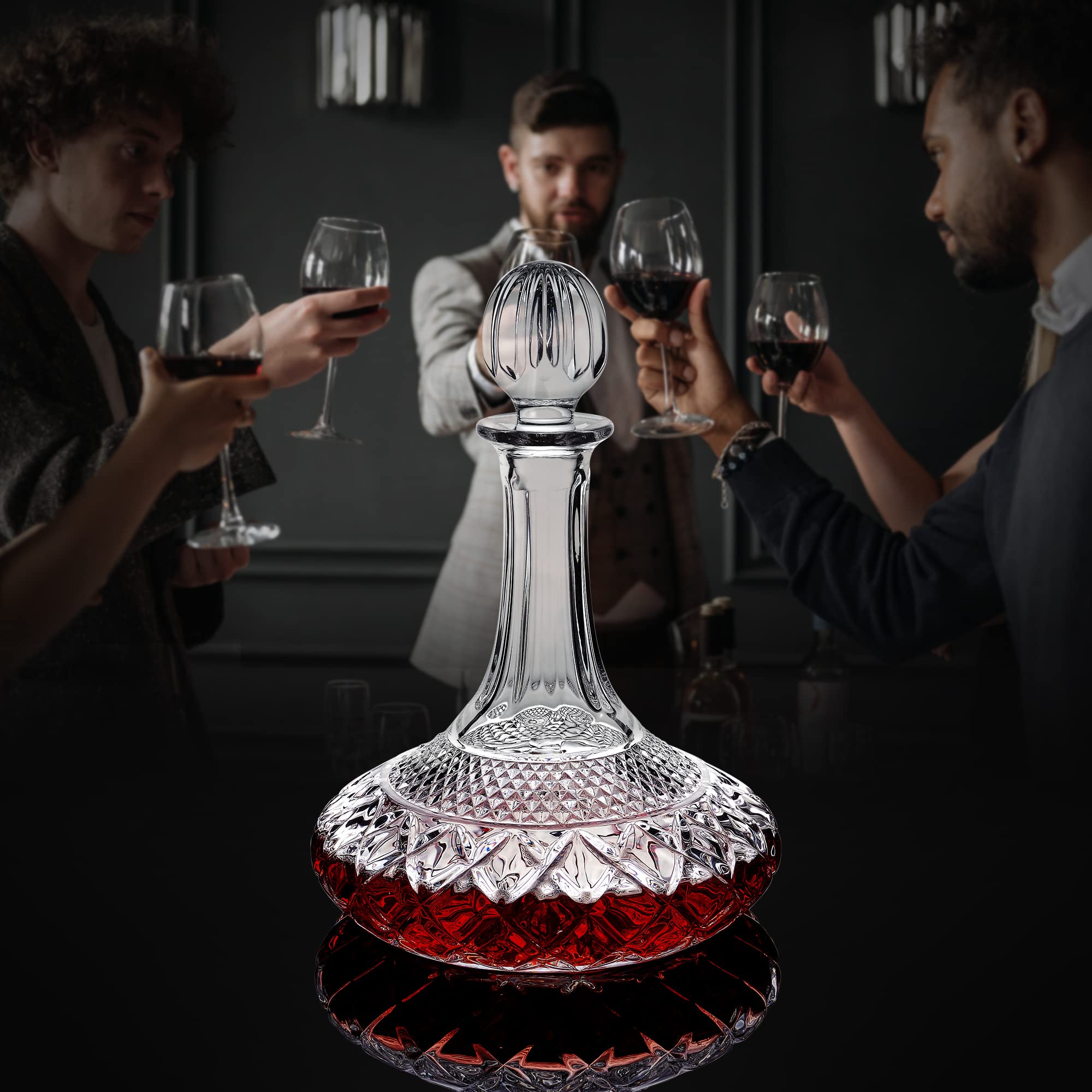 Paysky 50oz Wine Decanter Crystal Bottle for Wine with Stopper- Top Red Wine Decanter Carafe Bottle with Luxury Box .Elegant Gift for Men/Women